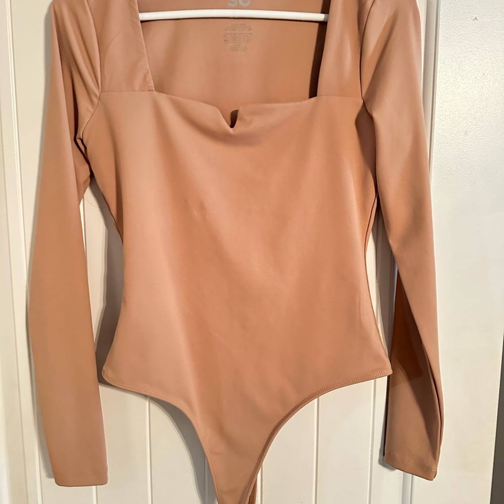 Women’s Elegant Tan Long Sleeve Bodysuit